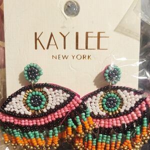 Multicolor Beaded Eye Earrings